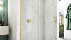 Usa de dus culisanta Ronal (SanSwiss) Cadura CAS2G 120cm  orientare stanga  sticla AquaPerle 6mm  profil auriu