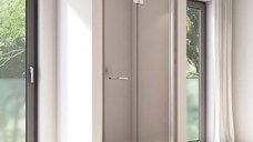 Usa de dus pliabila Ronal (SanSwiss) Solino SOLF1D 80cm  orientare dreapta  sticla AquaPerle 6mm  profil argintiu