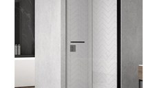 Usa de dus pliabila Ronal (SanSwiss) Solino SOLF1D 90cm  orientare dreapta  sticla AquaPerle 6mm  profil negru