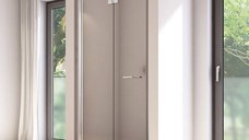 Usa de dus pliabila Ronal (SanSwiss) Solino SOLF1G 80cm  orientare stanga  sticla AquaPerle 6mm  profil argintiu