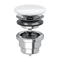 Ventil fix Villeroy & Boch pentru lavoare fara preaplin cu capac ceramic alb - 1