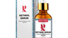 Ser facial cu acid hialuronic, Retinol Serum 2.5%, Vitamina E, Aloe Vera, Envisha Sevich, 30ml