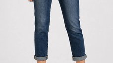 Blugi slim fit pentru femei cu aspect prespalat si efect vintage - nuanta albastra