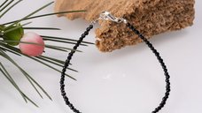 Bratara argint subtire din cubic zirconia negru si piesa din argint