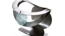 Bratara rigida Oyster cu cerc dublu si piatra naturala de fluorina, din alama placata cu gun metal