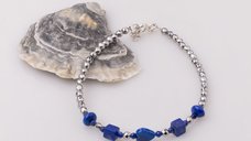 Bratara subtire din hematit cu lapis lazuli