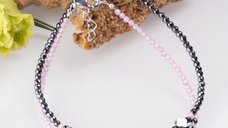 Bratari argint 2 in set din hematit si cubic zirconia roz deschis 1.5 mm