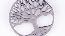 Brosa metalica Pomul Vietii argintie cu snur martisor