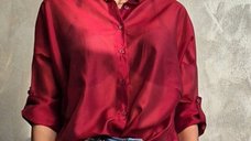 Camasa bordo oversized din satin cu maneci ajustabile