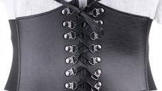Centura corset din piele ecologica cu siret si detalii metalice