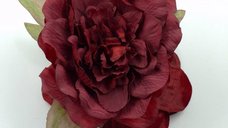 Clama de par cu floare bujor supradimensionata Bordo