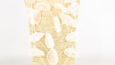 Colier artistic ivoire cu petale 3D din organza - design italian