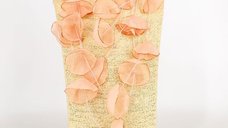 Colier artistic roz pudra cu petale 3D din organza - design italian elegant