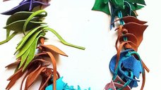Colier din velur multicolor, realizat manual, unic