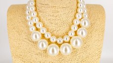 Colier scurt dublu cu perle mari, elegant E i statement