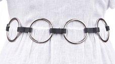 Curea elastica cu 4 cercuri metalice argintii de 6 cm