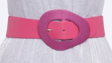 Curea fucsia din piele ecologica cu catarama metalica si elastic