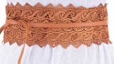 Curea lata camel de 8 cm cu aplicatie brodata