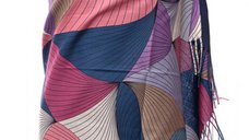 Esarfa cashmere cu design multicolor in mov, roz si albastru