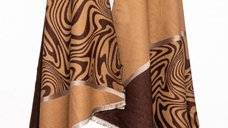 Esarfa de lux din cashmere cu design geometric in nuante camel si maro