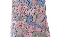Esarfa din cashmere cu design pisici vagaboande in culori variate