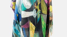 Esarfa din cashmere cu fir de lurex, design suprarealist inspirat de Picasso