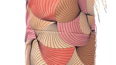 Esarfa din casmir cu design in linii colorate, nuanta piersica
