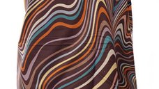 Esarfa din casmir cu design multicolor pe fond maro