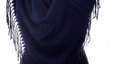 Esarfa patrata bleumarin din material gros cashmere