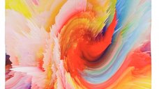 Esarfa patrata cu o singura fata cu imprimeu 3D multicolor