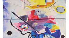 Esarfa patrata din matase cu imprimeu geometric pe o singura fata
