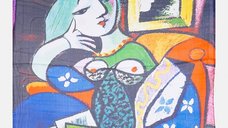 Esarfa patrata Picasso cu model Fata in fata oglinzii