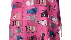 Esarfa tip cashmere cu pisicute cochete, fond fucsia, 180 x 68 cm