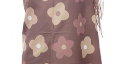 Esarfa tip casmir cu flori bej pe fond camel, reversibila
