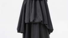 Fusta midi voluminoasa cu straturi din tulle, gri, design asimetric