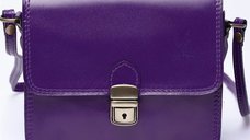 Geanta crossbody din piele naturala mov, stil postas