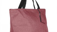 Geanta shopper multifunctionala medie din material textil panzat, roz inchis