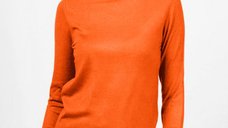 Helanca pullover, din tricotaj cu guler inalt, portocaliu
