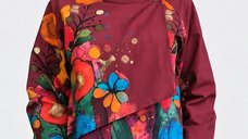 Jacheta scurta bordo cu imprimeu floral abstract