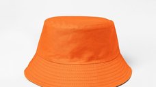 Palarie bucket unisex reversibila portocalie si alba din bumbac