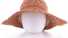 Palarie de paie impletita cu design caramiziu