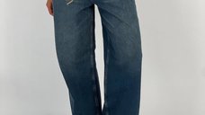 Pantaloni denim albastri cu croiala larga