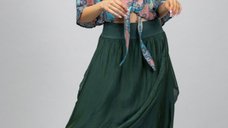 Pantaloni verzi din matase si vascoza, stil salvari