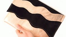 Plic din piele naturala handmade, cupru si negru, design unic