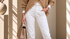 Pulover poncho camel, asimetric si petrecut, cu lana si dantela