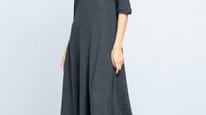 Rochie cambrata din lana, gri inchis