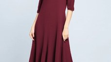 Rochie cambrata din tricot de vascoza, bordo
