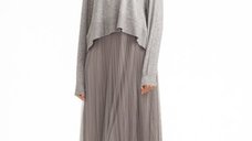 Rochie din tulle cu puloveras despicat la spate, gri
