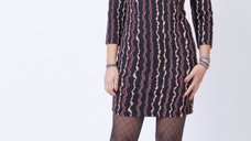 Rochie eleganta neagra cu bordo si bej si lurex auriu