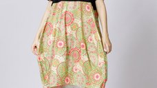 Rochie Lalea cu Bust Negru si Imprimeu Mandale Verde Deschis